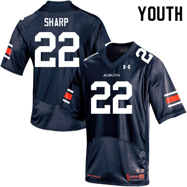 Auburn Tigers Youth Jay Sharp #22 Navy Under Armour Stitched College 2021 NCAA Authentic Football Jersey VWA2174JK